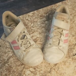Kids Adidas White and Pink Sneakers